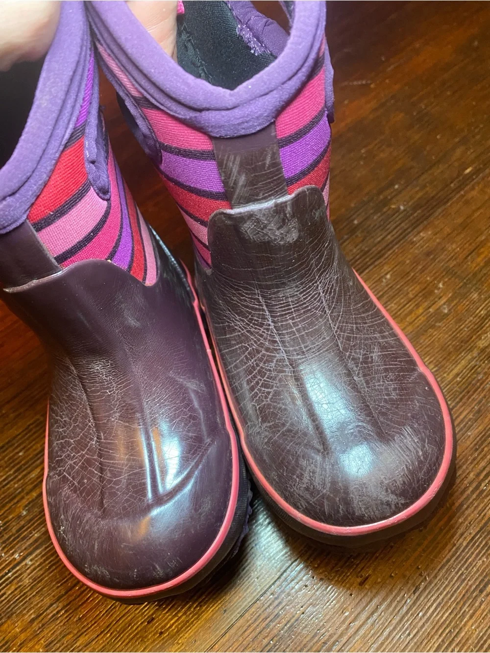 GUC BOGS Little Kid Size 7 Striped Insulated Rain and Snow Waterproof Boots